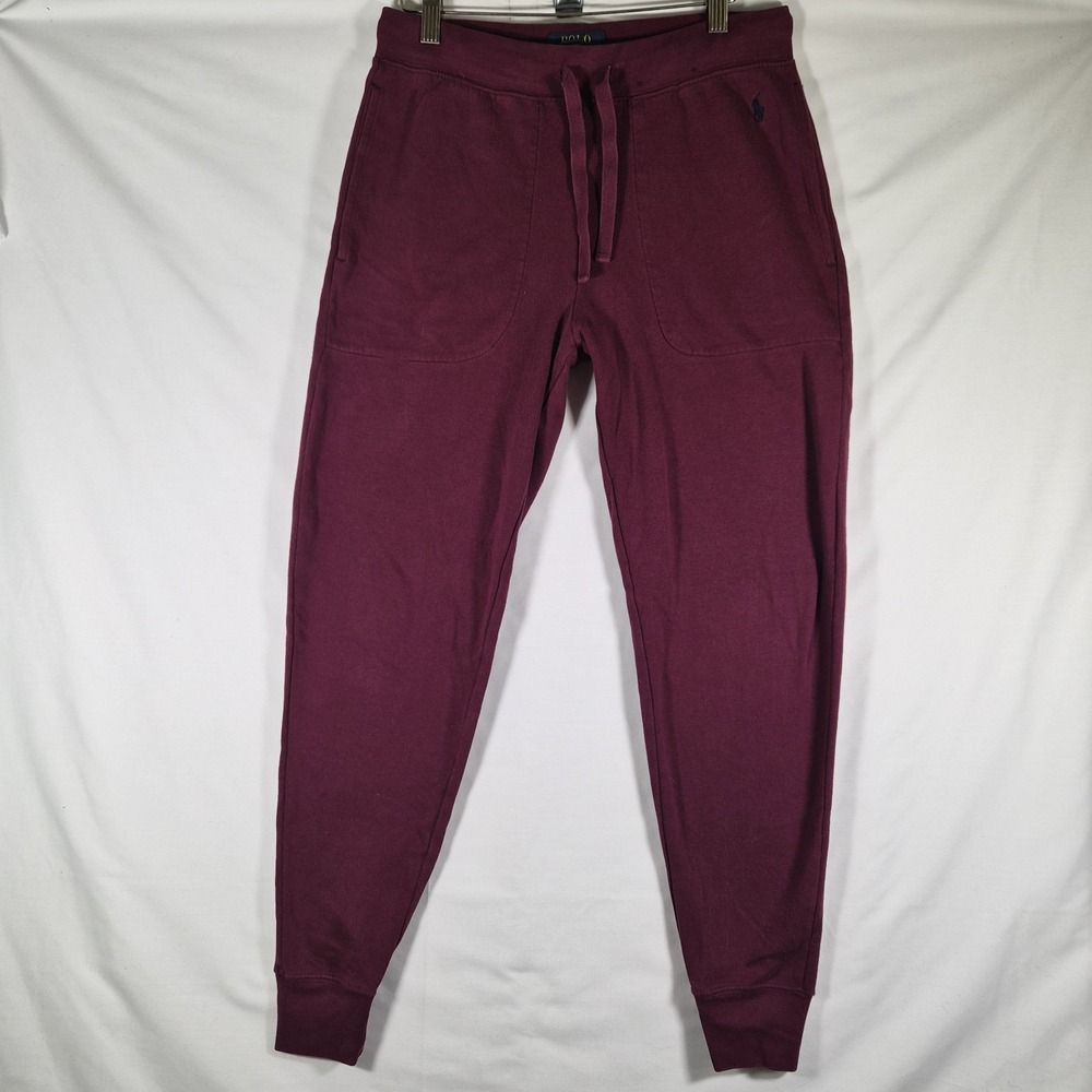 Polo Ralph Lauren Women's Medium Burgundy Fleece Jogger Sweatpants Pony Logo